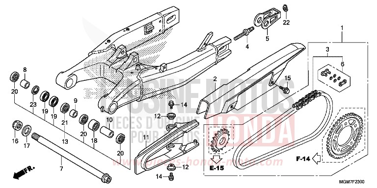 BRAS OSCILLANT de Hornet ABS MAT CYNOS GRAY METALLIC (NH312) de 2013